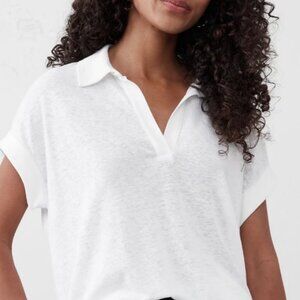 Banana Republic Factory Linen-Blend Johnny Collar Shirt NWOT